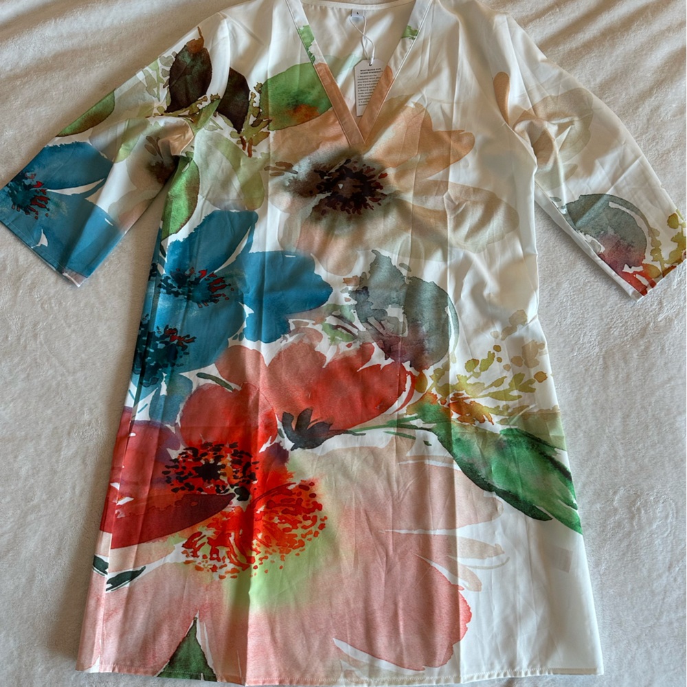 Floral watercolor summer dress size L